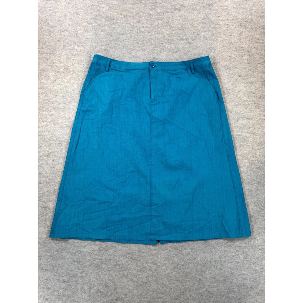 Southern Lady A-Line Skirt Womens 18 Teal Blue Knee Length Pockets Casual